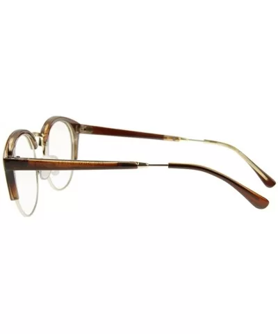 Unisex Cateye Half Frame Semi-Rimless Clear Lens Glasses Nerd Geek Casual Eyewear - Brown - CF183W9CW7X $7.64 Semi-rimless