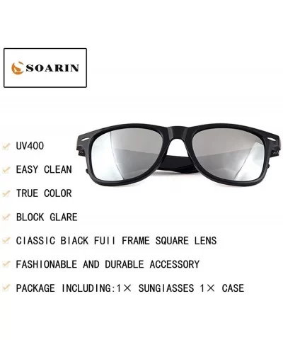 SOARIN Sunglasses Reflective Mirror for Women Black Square Rimmed Colorful Lens - White - CY183EY8UTZ $8.44 Square