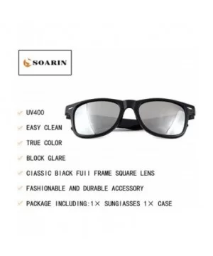 SOARIN Sunglasses Reflective Mirror for Women Black Square Rimmed Colorful Lens - White - CY183EY8UTZ $8.44 Square