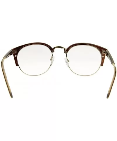 Unisex Cateye Half Frame Semi-Rimless Clear Lens Glasses Nerd Geek Casual Eyewear - Brown - CF183W9CW7X $7.64 Semi-rimless