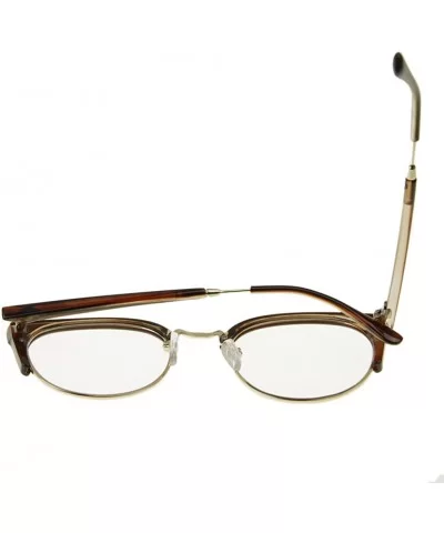 Unisex Cateye Half Frame Semi-Rimless Clear Lens Glasses Nerd Geek Casual Eyewear - Brown - CF183W9CW7X $7.64 Semi-rimless