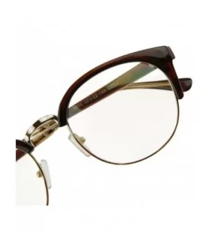 Unisex Cateye Half Frame Semi-Rimless Clear Lens Glasses Nerd Geek Casual Eyewear - Brown - CF183W9CW7X $7.64 Semi-rimless