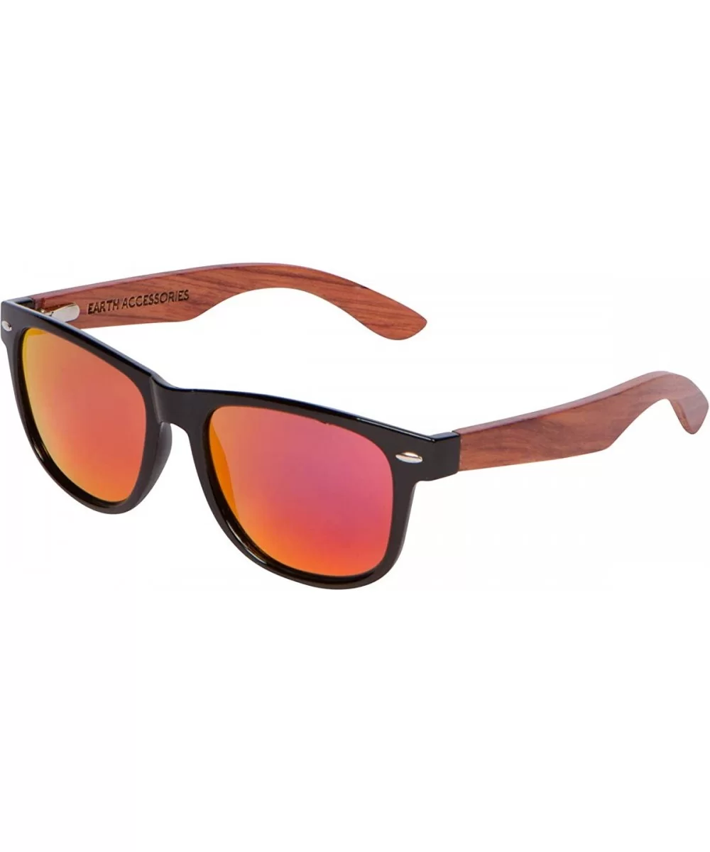 Wood Sunglasses for Men and Women - Wayfarer Style Wooden Polarized Sunglasses - Red - CU18WMD8QEZ $24.18 Square