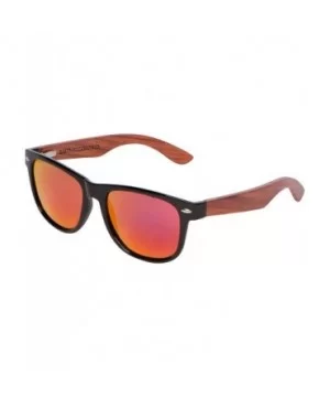 Wood Sunglasses for Men and Women - Wayfarer Style Wooden Polarized Sunglasses - Red - CU18WMD8QEZ $24.18 Square