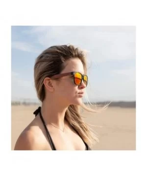 Wood Sunglasses for Men and Women - Wayfarer Style Wooden Polarized Sunglasses - Red - CU18WMD8QEZ $24.18 Square