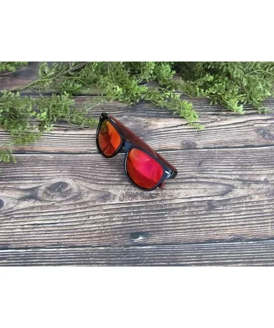 Wood Sunglasses for Men and Women - Wayfarer Style Wooden Polarized Sunglasses - Red - CU18WMD8QEZ $24.18 Square