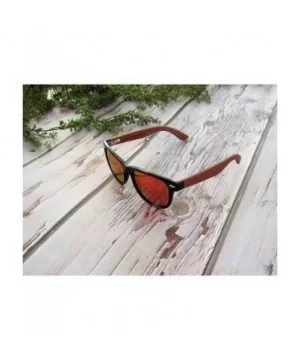 Wood Sunglasses for Men and Women - Wayfarer Style Wooden Polarized Sunglasses - Red - CU18WMD8QEZ $24.18 Square