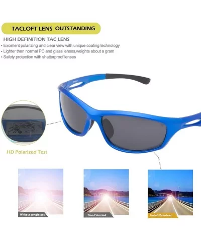 Polarized Sports Cycling Sunglasses 64MM Athletic Sunglasses for Women Men TL6003 - Blue Frame/Grey Lens - CT1895HEZMW $5.88 ...