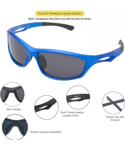 Polarized Sports Cycling Sunglasses 64MM Athletic Sunglasses for Women Men TL6003 - Blue Frame/Grey Lens - CT1895HEZMW $5.88 ...