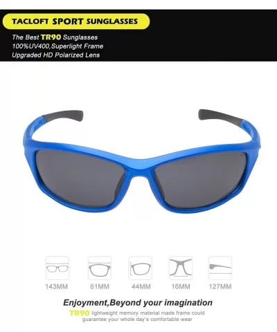 Polarized Sports Cycling Sunglasses 64MM Athletic Sunglasses for Women Men TL6003 - Blue Frame/Grey Lens - CT1895HEZMW $5.88 ...