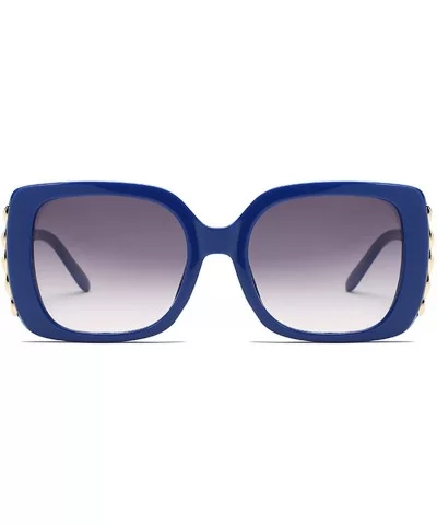 Sunglasses Female Sunglasses Retro Glasses Men and women Sunglasses - Blue - CK18LL8SODN $5.12 Square