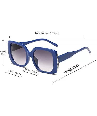 Sunglasses Female Sunglasses Retro Glasses Men and women Sunglasses - Blue - CK18LL8SODN $5.12 Square