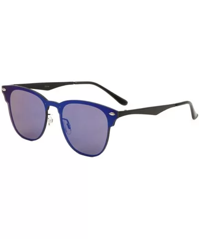 Rimless One Piece Lens Shield Cat Eye Stud Sunglasses - Blue - CB1909G69SW $10.76 Rimless