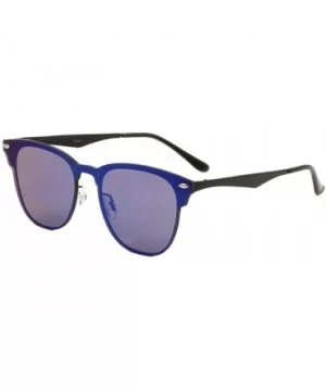 Rimless One Piece Lens Shield Cat Eye Stud Sunglasses - Blue - CB1909G69SW $10.76 Rimless