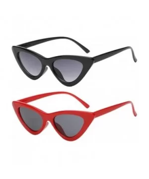 2Pcs Set Woman Girls Female Cat Eye Triangle Frame Sunglasses New UV400 - Red Grey & Black Grey - CD198COKOQ3 $11.01 Cat Eye