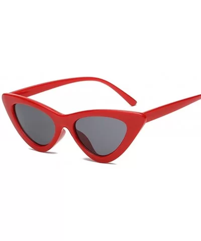 2Pcs Set Woman Girls Female Cat Eye Triangle Frame Sunglasses New UV400 - Red Grey & Black Grey - CD198COKOQ3 $11.01 Cat Eye