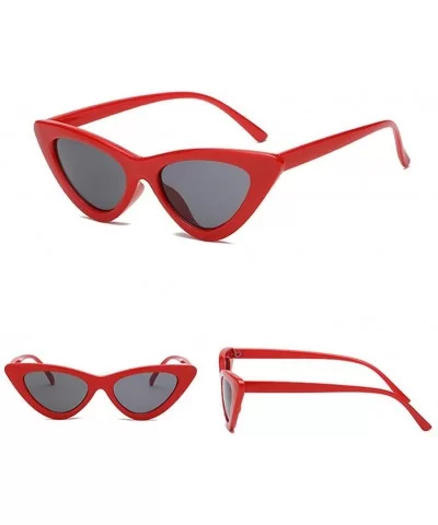 2Pcs Set Woman Girls Female Cat Eye Triangle Frame Sunglasses New UV400 - Red Grey & Black Grey - CD198COKOQ3 $11.01 Cat Eye