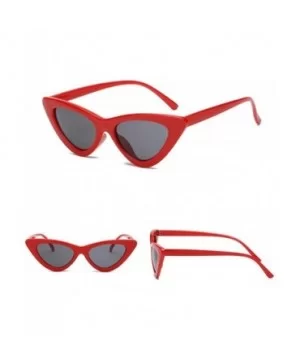 2Pcs Set Woman Girls Female Cat Eye Triangle Frame Sunglasses New UV400 - Red Grey & Black Grey - CD198COKOQ3 $11.01 Cat Eye