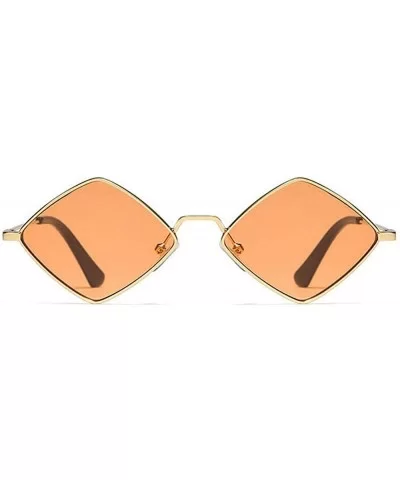 Fashion Personality Small Frame Metal Sunglasses Brand Designer Female sun glasses - Orange - CX18UAGA4QZ $7.64 Square