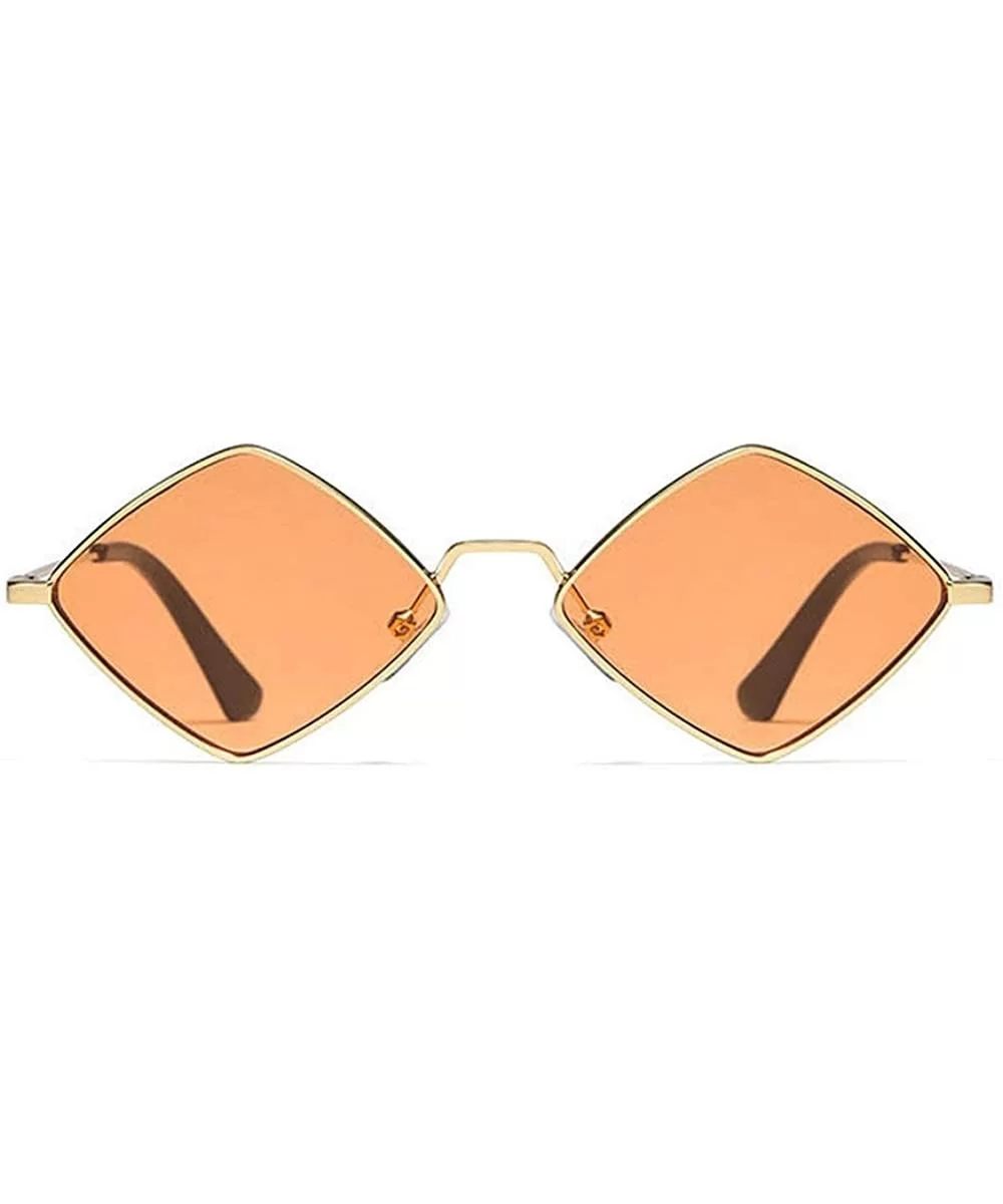 Fashion Personality Small Frame Metal Sunglasses Brand Designer Female sun glasses - Orange - CX18UAGA4QZ $7.64 Square