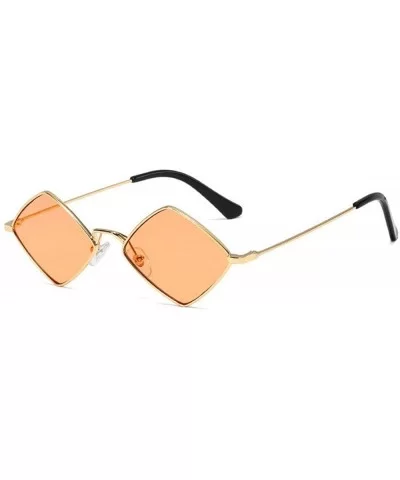 Fashion Personality Small Frame Metal Sunglasses Brand Designer Female sun glasses - Orange - CX18UAGA4QZ $7.64 Square