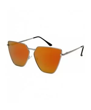 Oversized Cat Eye Flat Lens Sunnies w/Spring Hinge 3158S - Silver - CZ185XM4RWU $6.82 Oversized