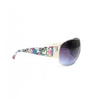 Peace Hippy Womens Fashion Ladies Sunglasses Aviators - Peace Heart Flower White - C418IMR2Z3Z $8.47 Aviator