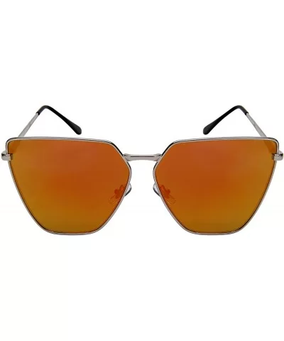 Oversized Cat Eye Flat Lens Sunnies w/Spring Hinge 3158S - Silver - CZ185XM4RWU $6.82 Oversized