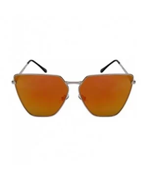 Oversized Cat Eye Flat Lens Sunnies w/Spring Hinge 3158S - Silver - CZ185XM4RWU $6.82 Oversized