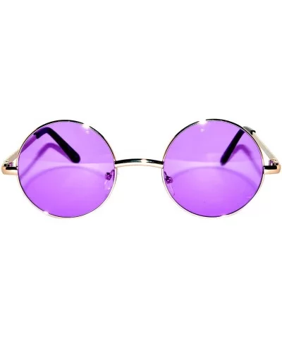 Set of 3 Pairs Round Retro Vintage Circle Sunglasses Colored Metal Frame Small model 43 mm - CT184ZRUZSH $5.47 Round