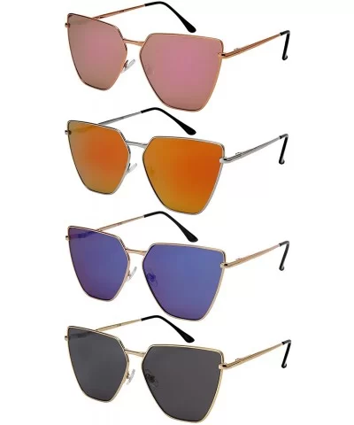 Oversized Cat Eye Flat Lens Sunnies w/Spring Hinge 3158S - Silver - CZ185XM4RWU $6.82 Oversized