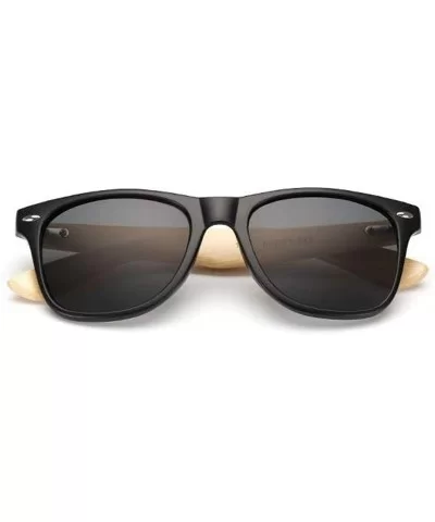 Retro Bamboo Wood Vintage Sport Fashion Mirror Designer Shades Sunglasses - Matte Black/Grey - C218HD7GA7O $5.98 Oversized