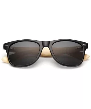 Retro Bamboo Wood Vintage Sport Fashion Mirror Designer Shades Sunglasses - Matte Black/Grey - C218HD7GA7O $5.98 Oversized