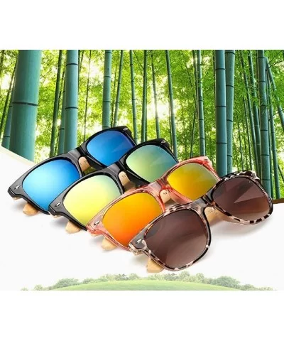 Retro Bamboo Wood Vintage Sport Fashion Mirror Designer Shades Sunglasses - Matte Black/Grey - C218HD7GA7O $5.98 Oversized