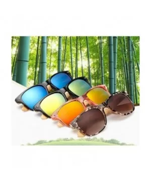 Retro Bamboo Wood Vintage Sport Fashion Mirror Designer Shades Sunglasses - Matte Black/Grey - C218HD7GA7O $5.98 Oversized