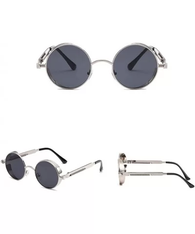 Steampunk Side Shield Metal Round Sunglasses - Silver - C418RO4NSOT $14.59 Shield