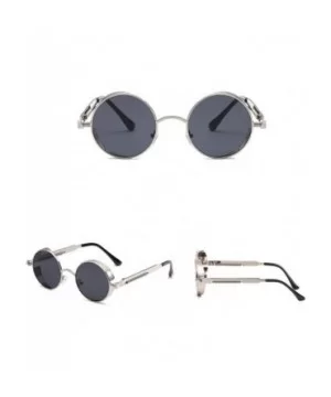 Steampunk Side Shield Metal Round Sunglasses - Silver - C418RO4NSOT $14.59 Shield