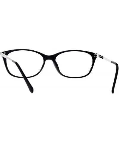 Womens Magnified Reading Glasses Oval Rectangular Designer Frame - Black Silver - CV186URAL28 $5.67 Oval