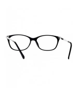 Womens Magnified Reading Glasses Oval Rectangular Designer Frame - Black Silver - CV186URAL28 $5.67 Oval