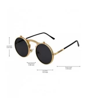 Retro Flip-Up Round Goggles Seampunk Sunglasses (Golden/Black) - CP18Z9D496T $8.61 Goggle