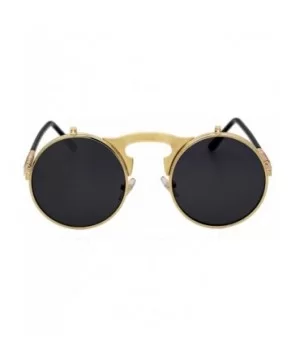 Retro Flip-Up Round Goggles Seampunk Sunglasses (Golden/Black) - CP18Z9D496T $8.61 Goggle