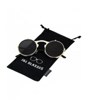 Retro Flip-Up Round Goggles Seampunk Sunglasses (Golden/Black) - CP18Z9D496T $8.61 Goggle