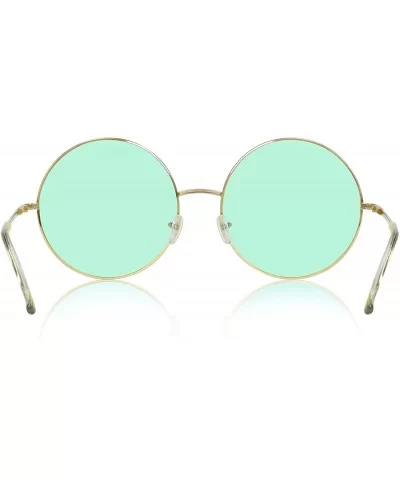 Super Oversized Round Sunglasses Hippie Color Lens Retro Circle Glasses - Green- St Patrick's Day Glasses - C318ZG593GH $9.22...