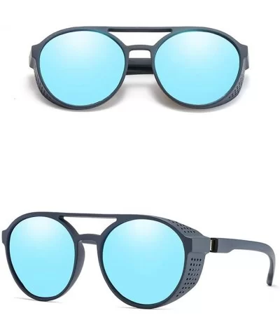 Man Retro Round Punk Sunglasses - 6 - C6198O4HCZW $12.29 Round