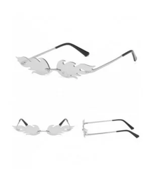 Fashion Flame Sunglasses for Women Men Small Face Rimless Sun Shades UV Protection Trendy Glasses - B - CY190E9NI9A $7.07 Square