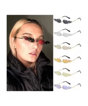 Fashion Flame Sunglasses for Women Men Small Face Rimless Sun Shades UV Protection Trendy Glasses - B - CY190E9NI9A $7.07 Square