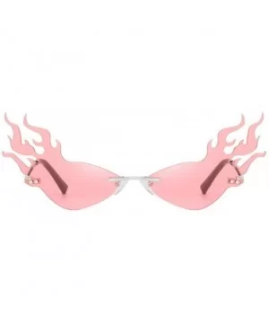 Irregular Flame Shape Sunglasses Fashion Flat Lens Mirrored Metal Frame Glasses - Pink - CJ19725D295 $8.28 Rectangular