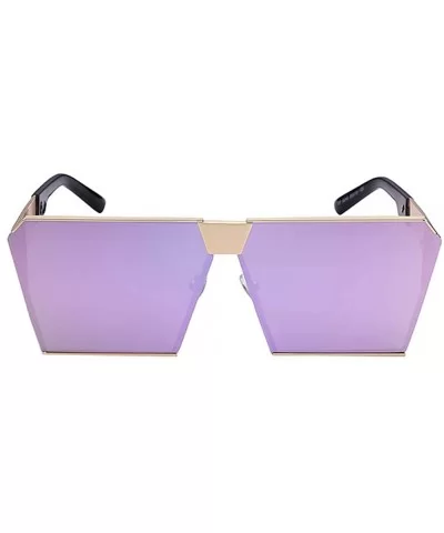 Oversized Square Metal Sunglasses Mirrored Color reflective lens Aviator Sunglasses UV400 - Purple - CU18SM82W0U $9.94 Square