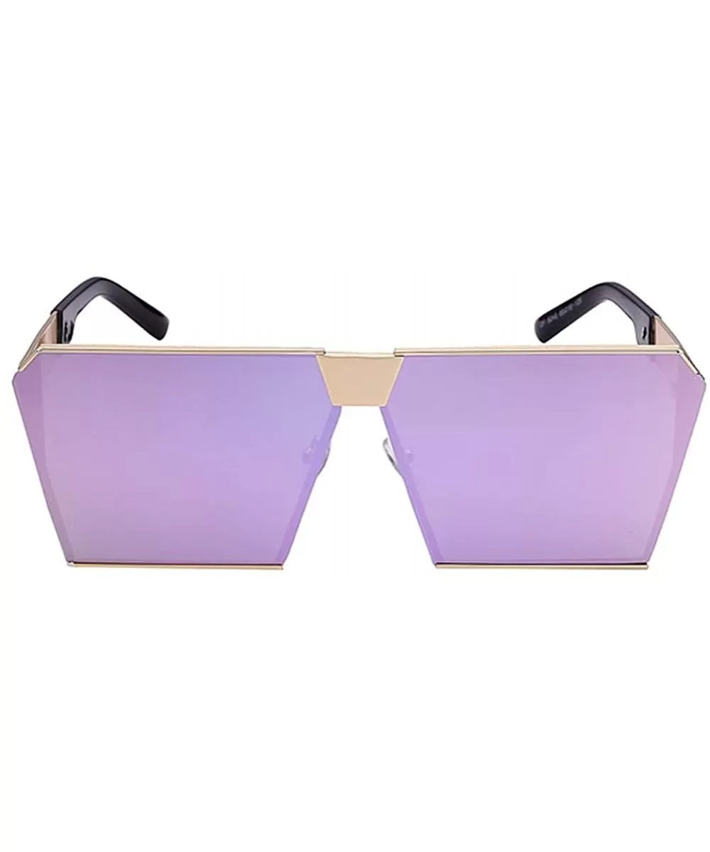 Oversized Square Metal Sunglasses Mirrored Color reflective lens Aviator Sunglasses UV400 - Purple - CU18SM82W0U $9.94 Square