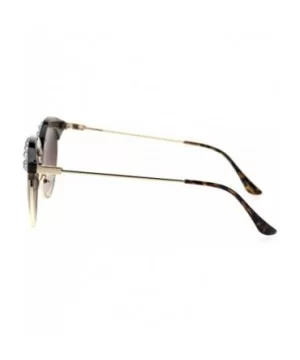 Womens Pearl Jewel Half Rim Chic Sunglasses - Tortoise Gold Brown - CK18T2RU0A3 $9.02 Round